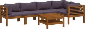 vidaXL Muebles De Jard&iacute;n 6 Pzas Cojines Madera Maciza De Acacia Vidaxl