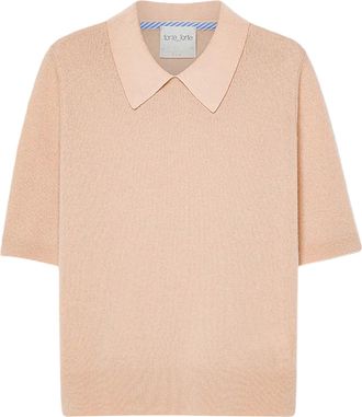 Forte_Forte Gauze Wool-Cashmere Boxy Half-Sleeve Polo Shirt
