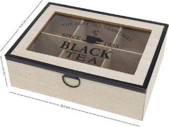 Trade Shop Trade Shop - Scatola Contenitore In Legno Per T&egrave; Con Bacheca 6 Posti Scomparti Vetrina 219601