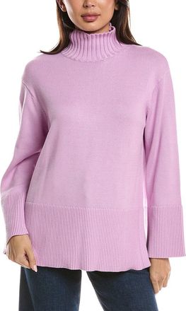 Fort&eacute; Cashmere Easy Rib Trim Funnel Neck Sweater