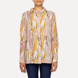 Astrid No Vacancy Boyfriend Top Shirt In Beige Waves