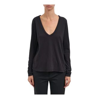 James Perse Long Sleeve T-Shirts, female, Black, XS, Mwuc3225 Long Sleeve Top