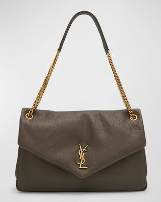 Saint Laurent Calypso Large YSL Shoulder Bag in Leather