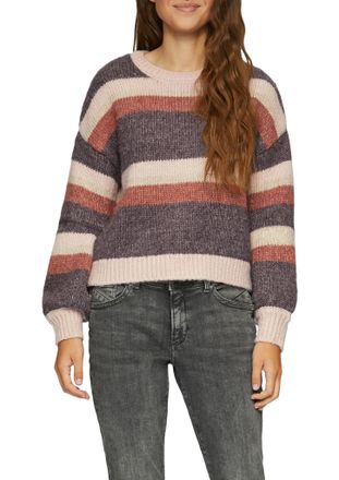 QS by s.Oliver Strickpullover QS, Damen, Gr. XXL, braun (powder pink stripes), Strick, Obermaterial: 50% Polyester, 32% Polyacryl, 18% Polyamid, gestreift, regular f