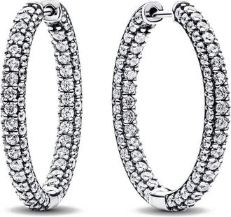 Pandora Timeless Pave Single-row Hoop Earrings