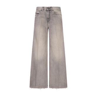 Diesel Grey Wide-Leg Logo Patch Trousers