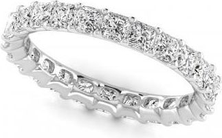 Allurez Princess Cut Diamonds Eternity Ring Wedding Band 14K White Gold (2.16ct)