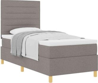 vidaXL Box Spring Bed with Mattress Taupe 90 x 200 cm Fabric vidaXL