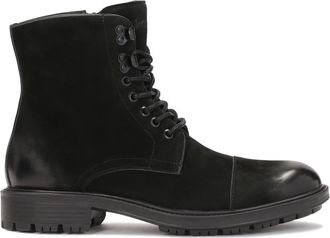 Kazar Nubuck laarzen met vastgebonden bovenkant - Heren - Veterlaarzen - Zwart - 41 EU - Leer - Schoenen