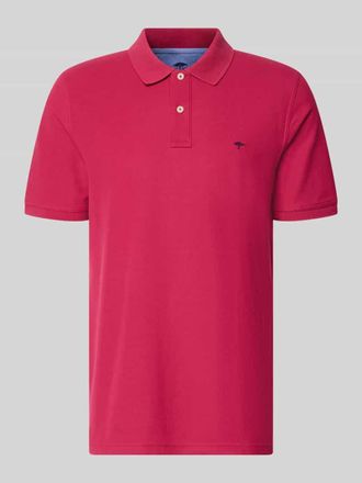 Fynch-Hatton Fynch-Hatton Regular Fit Poloshirt mit Label-Stitching in Aubergine, Gr&ouml;&szlig;e XXXL