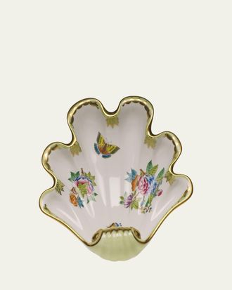 Herend Queen Victoria Green Large Shell Dish