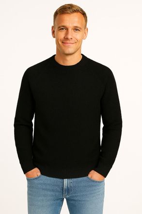 Only & Sons Strickpullover ONLY & SONS ONSROLF RLX CREW NECK KNIT - OTL, Herren, Gr. L, schwarz, Strick, Obermaterial: 60% Polyacryl, 40% Baumwolle, unifarben, re
