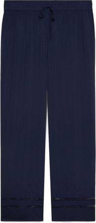 Fiorella Rubino Broeken, Dames, Blauw, L, Katoen, Wijde broek met ajour-detail