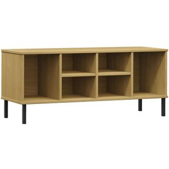 vidaXL Vidaxl - Zapatero Patas De Metal Oslo Madera Maciza Marr&oacute;n 106x35x45 Cm