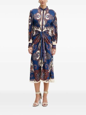 Farm Rio tie-waist midi dress - Blue