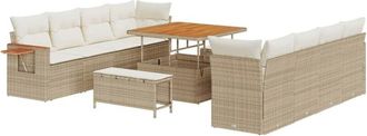 vidaXL Vidaxl - Conjunto De Sof&aacute; De Jard&iacute;n Con Coj&iacute;n 11 Pcs Beige Y Crema