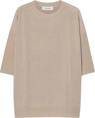 Pomandere Sand Ribbed Sleeve Wool-Blend T-Shirt