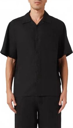 Wax London Didcot Shirt In Black Washed Linen