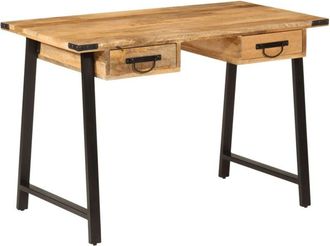 vidaXL Scrivania con Cassetti 105x55x70 cm Legno Massello Mango Ferro - Vidaxl