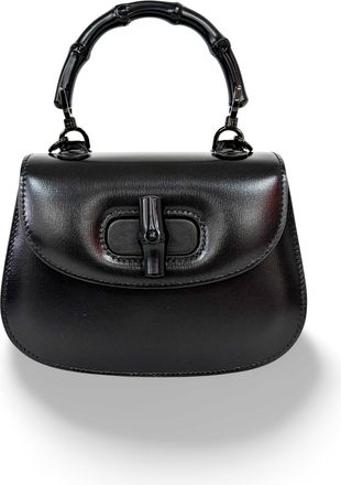 Gucci Bamboo 1947 Top Handle Leather Black Leather Handbag (Pre-Owned)