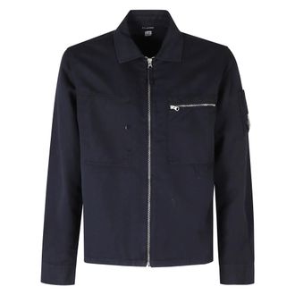 C.P. Company Overshirt van katoen/linnen - Heren - Zomerjassen - Blauw - S - Katoen - Jassen