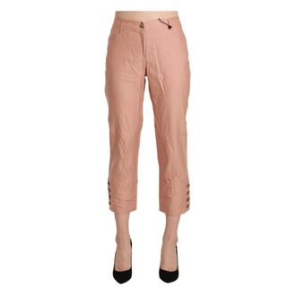 Ermanno Scervino Broeken, Dames, Roze, M, Katoen, High-Waisted Katoenen Broek