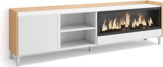 Skraut Home Skraut Home - Mueble Tv, Televisi&oacute;n, Muebles De Sal&oacute;n, Almacenaje, 212x35x61cm, Para Tv Hasta 80, Chimenea El&eacute;ctrica Xxl, Dise&ntilde;o Industrial, Estilo Mo