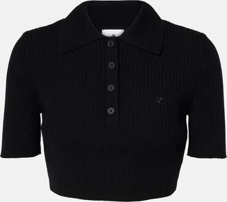 Courrèges Courrèges Polo cropped in maglia a coste