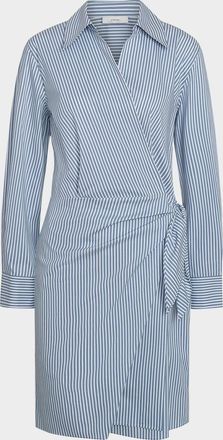 Vince Furrow-Stripe Long-Sleeve Wrap Dress
