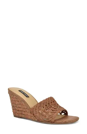 Nine West Nimaa Wedge Sandal in Medium Brown at Nordstrom, Size 7.5