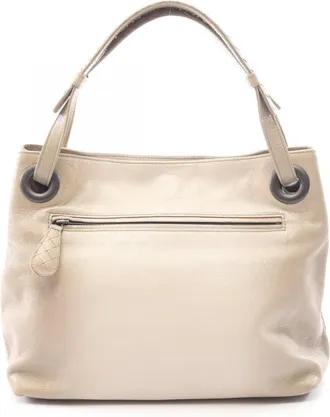 Bottega Veneta Beige Leather Handbag Tote Bag (Pre-Owned)