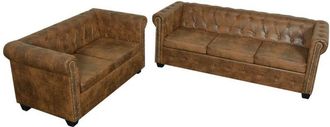 vidaXL Vidaxl - Set Divani Chesterfield a 2 Posti e a 3 Posti Marrone