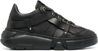 AGL Black Ruth Leather Sculpted Sole Wedge Sneakers