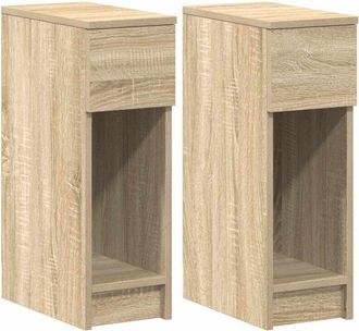 vidaXL Mesillas De Noche Con Caj&oacute;n 2 Uds Roble Sonoma 20x36x60 Cm Vidaxl