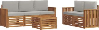 vidaXL Conjunto De Sof&aacute;s De Exterior 6 Uds. Natural Y Gris Claro Vidaxl