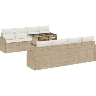vidaXL Vidaxl - Garden Sofa Set 9 pcs Light grey 55 x 55 x 37 cm Poly rattan