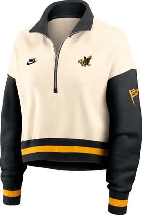 Nike Iowa Legacy Nike Womens College Cropped Oversized 1/4-Zip Crew in Brown | 03O80JHOIAV-A6C