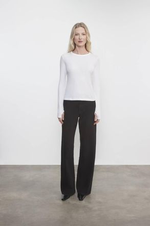 Enza Costa Cashmere New Classic Long Sleeve Crew Top In White