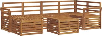 vidaXL Conjunto De Sof&aacute;s De Exterior 7 Uds. Natural Poli&eacute;ster Vidaxl
