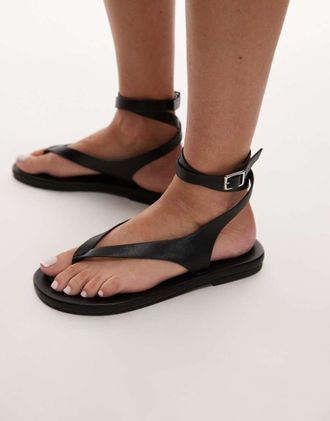 Topshop Jeremiah toe thong sandals in black