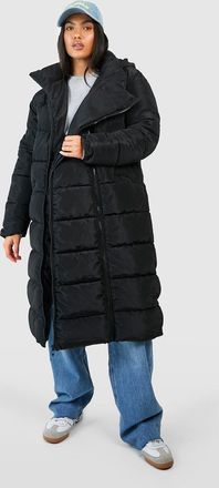 Boohoo Womens Maternity Pre & Postpartum 3 In 1 Puffer Coat With Extender - Black - Size 12 UK
