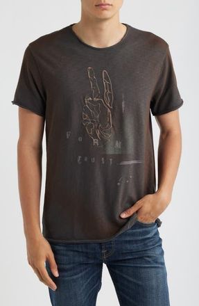 John Varvatos Raw Edge Graphic T-Shirt in Deep Charcoal at Nordstrom, Size Xx-Large