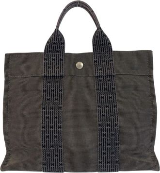 Herm&egrave;s Gray Polyamide Polyester Handbag Tote Bag (Pre-Owned)