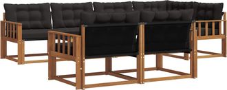 vidaXL Conjunto De Sof&aacute;s De Exterior 7 Uds. Natural Y Negro Vidaxl