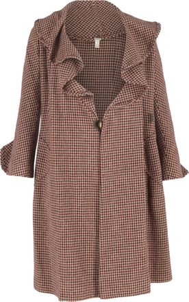 Sonia Rykiel Pre-owned Womens Houndstooth Coat in Brown Wool - Mocha - Size Medium