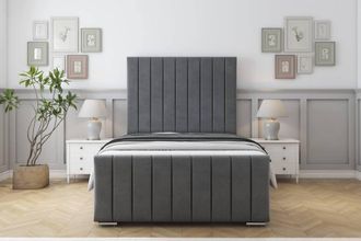 Sloomy California Coniston Bed Frame With 50 Upholstered Headboard in Dark Grey | Size: Small Single