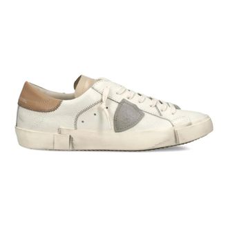 Philippe Model Sneakers, male, Beige, Size: 12 US Sneakers in pelle Chiusura con lacci Logo