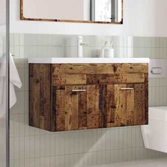 Berkfield Home Practical 2 Piece Bathroom Furniture Set Old Wood Engineered Wood in Brown