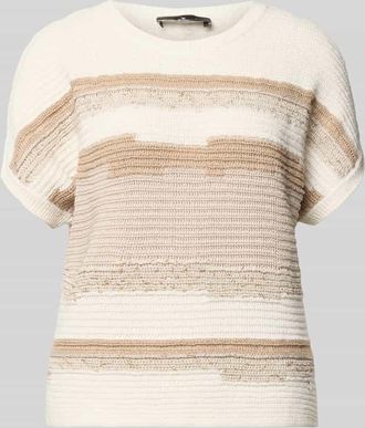 Monari Strickshirt mit Kapp&auml;rmeln und Rundhalsausschnitt in Ecru, Gr&ouml;&szlig;e 36