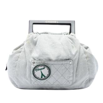 Chanel Pre-owned Vintage Gestreepte Canvas Handtas - Dames - Vintage Handtas - Grijs - ONE Size - Vintage